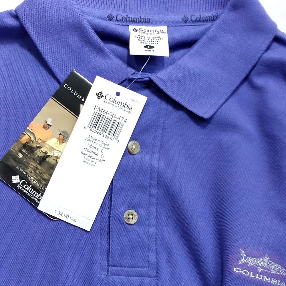 Columbia PFG Purple Fishing Polo NWT Men's LG